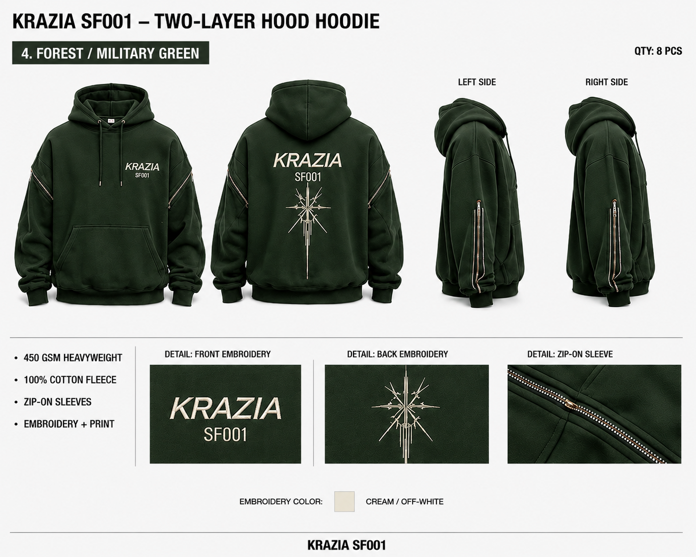 KRAZIA SF-001 — Two-Layer Hood Hoodie