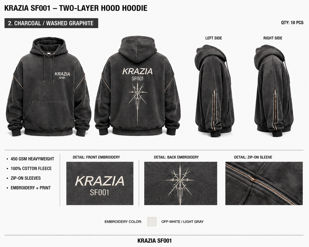 KRAZIA SF-001 — Two-Layer Hood Hoodie