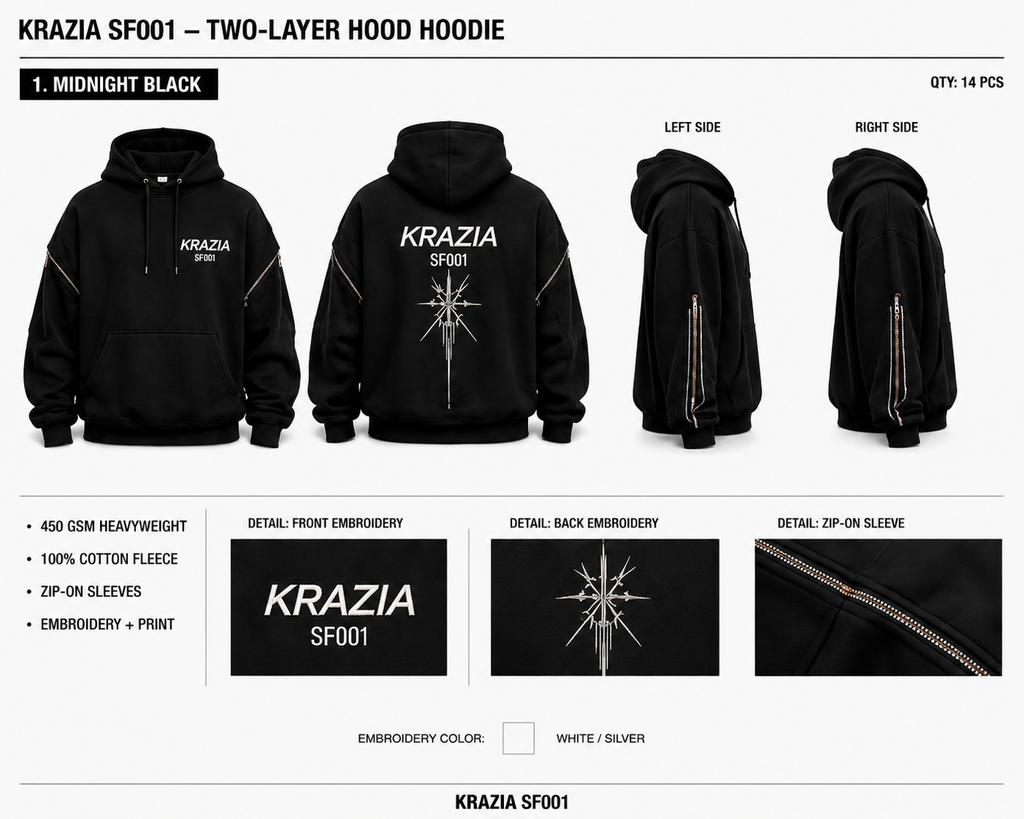 KRAZIA SF-001 — Two-Layer Hood Hoodie